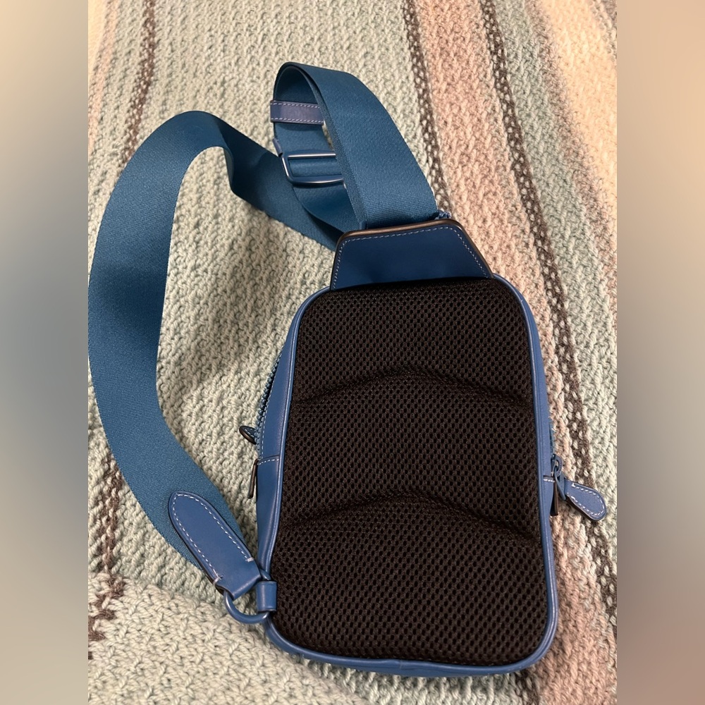 COACH TRACK PACK Men Unisex SIGNATURE LEATHER Blue Jay CH072 - Picture 7 of 8